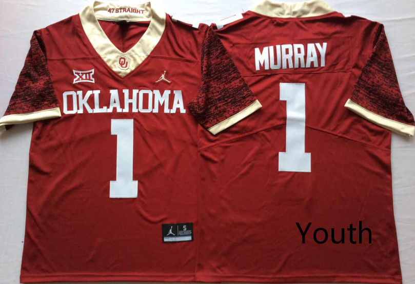 NCAA Youth Oklahoma Sooners Red Limited #1 MURRAY jerseys->youth ncaa jersey->Youth Jersey